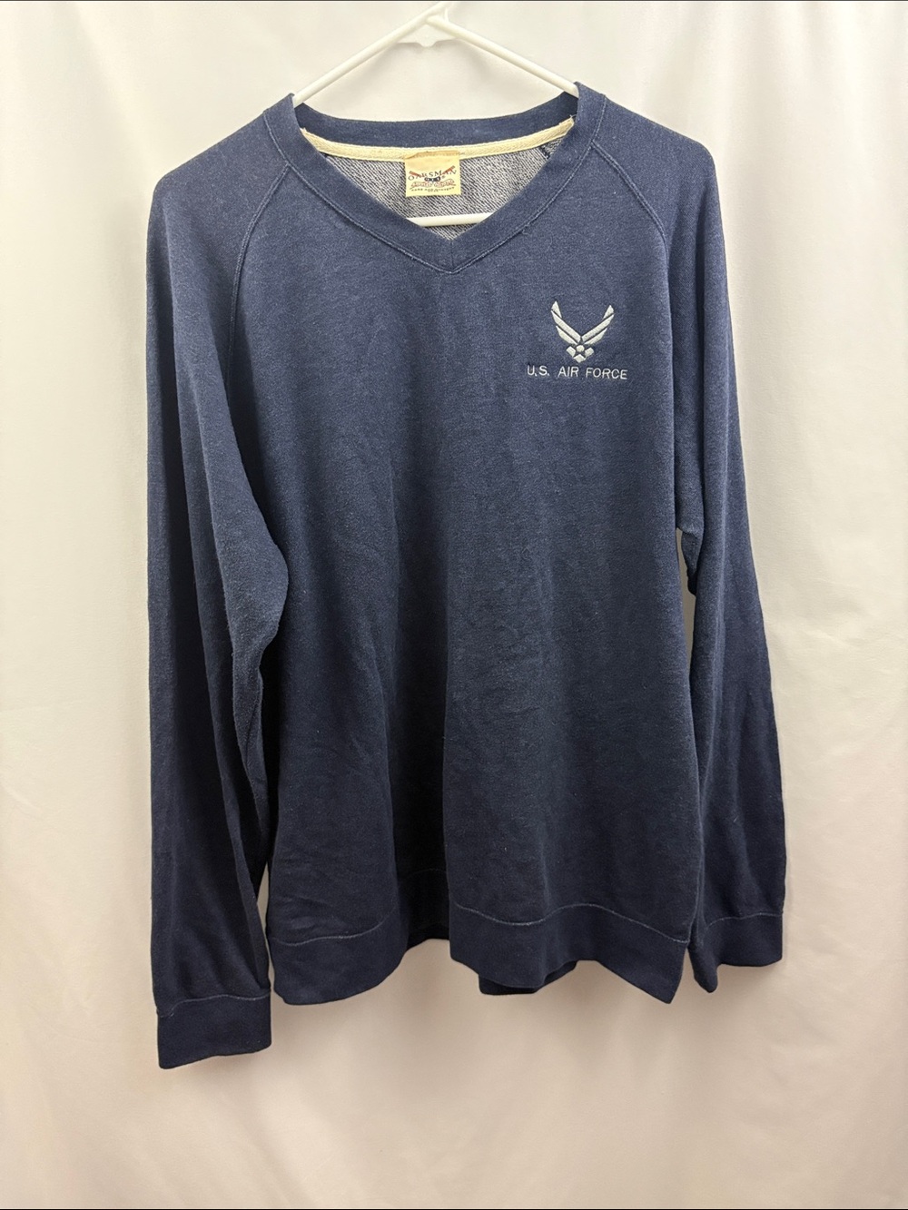 US Air Force Mens V Neck Sweater Size XL Military Navy Blue - Picture 2 of 7